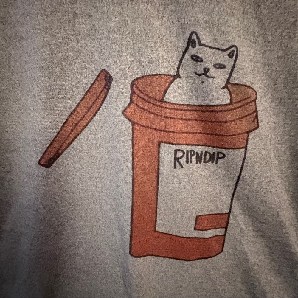 Rip N Dip Gray Graphic T-Shirt Cat in Prescription Bottle - Picture 2 of 5
